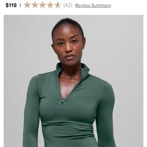 Alo Yoga Softsculpt Precision 1/4 Zip Long Sleeve – Clover Green – NWT